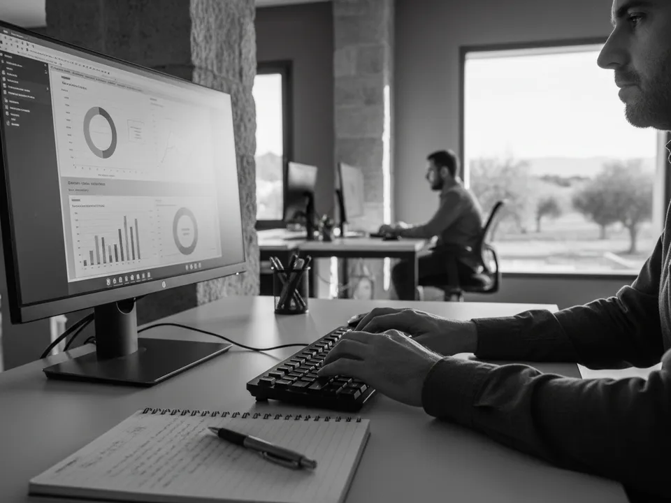 Lectura de datos del sector — Una tarea práctica en curso con herramientas de trabajo.